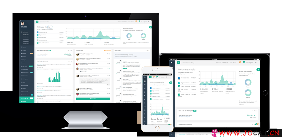 最新INSPINIA v2.7.1 Bootstrap 后台管理模板下载，集成jQuery插件，Html5后台网页模板等