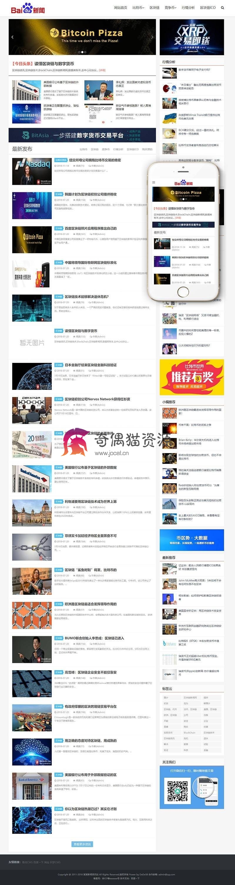 织梦dedecms响应式比te币新闻资讯网类网站织梦模板(自适应手机端)