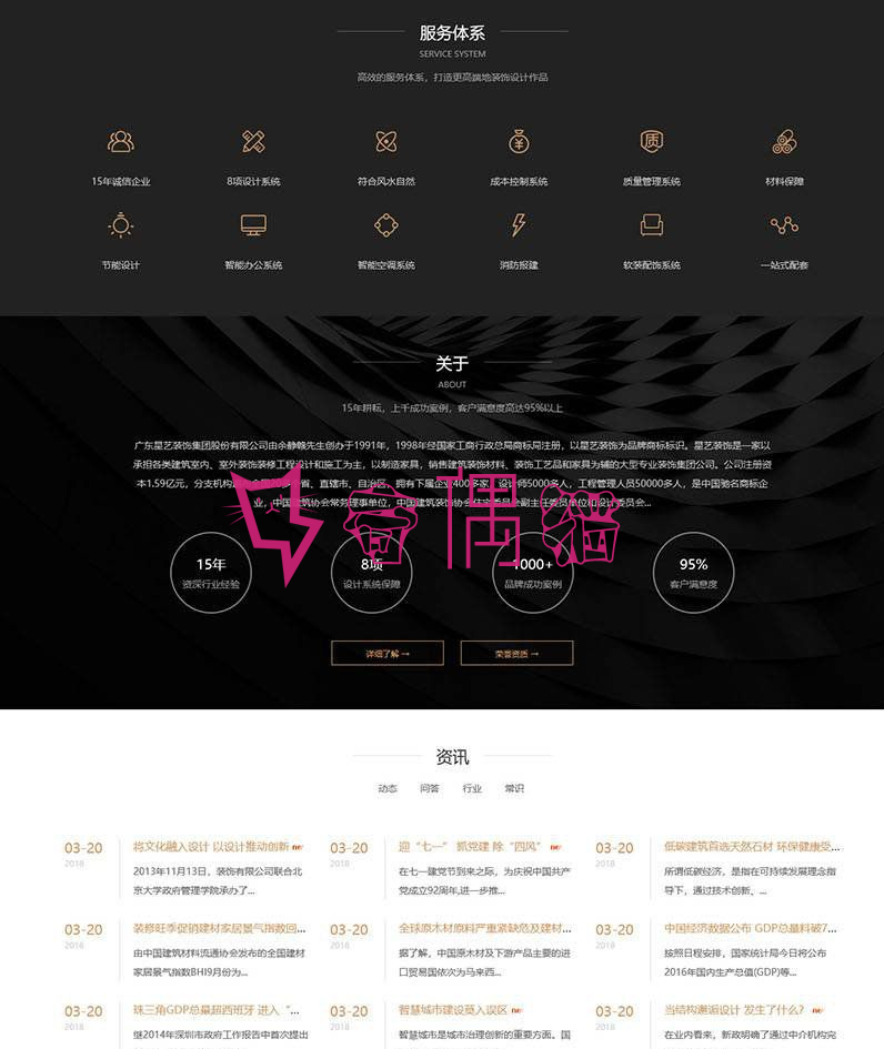 2019091202424522 - 织梦模板响应式黑色炫酷建筑装饰设计类网站源码 HTML5装修设计公司