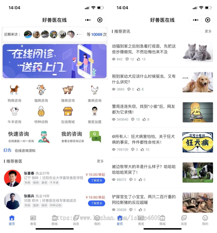 代售|宠物医院在线问诊医药猫狗宠物饲料粮商城兽医入驻小程源码下载